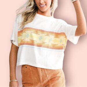 Billabong x Wrangler Border Line Boxy Cropped Tee, Size S